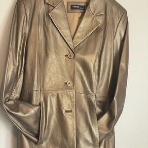 Valerie Stevens Shimmering Gold Leather Blazer